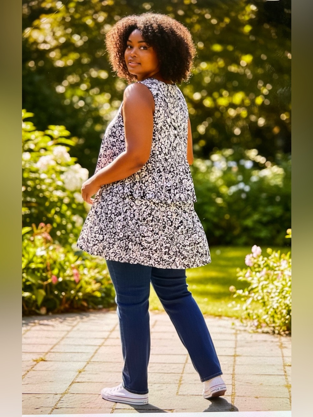 Black & White Floral Sleeveless Top